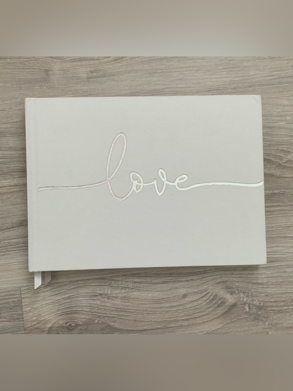 Minimalist White and Silver Foil Love Wedding Guest Book Hardcover Keepsake